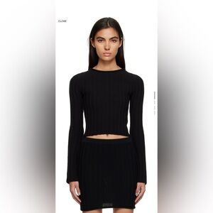 Black Ribbed Crew Neck Sweater